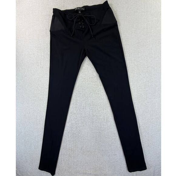 Elizabeth and James Pants - Elizabeth and James Women Large Black Eyelet Corded Stretch Leggings Trousers